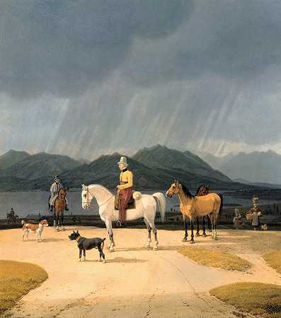 威廉·冯·科贝尔（Wilhelm von Kobell）的《泰格恩西的骑士》（Riders at the Tegernsee）