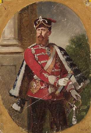 Jean Lulvès的《一个穿着帝国卫队骠骑军官制服的人的肖像》