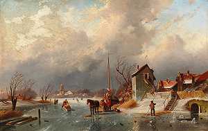 埃利亚斯·彼得·范·博梅尔的《冬季运河风景》