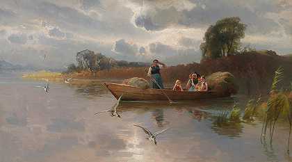 卡尔·劳普的《基姆西湖上的干草船》