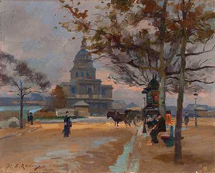 “从Avenue de Ségur看残疾人穹顶，作者：Ernest Jules Renoux