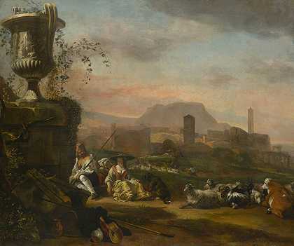 扬·巴普蒂斯特·威尼克斯的《牧羊人的罗马风景》