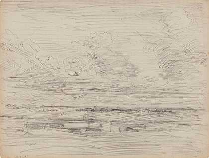 詹姆斯·恩索（James Ensor）的《磨坊与低云的风景》（Landscape with Mills and Low Clouds）