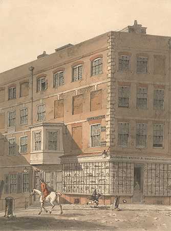 “约克之家，维利尔街和斯特兰德街的拐角处，乔治·谢菲德（George Shepheard）的《理查德森的古代和现代印刷仓库》（Richardson’s Ancient and Modern Print Warehouse）
