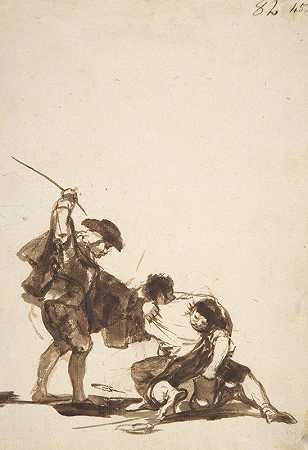 弗朗西斯科·德·戈亚（Francisco de Goya）的《一个举着鞭子的人打破了两个人物之间的争斗》