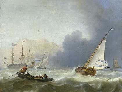 卢多夫·巴赫伊森（Ludolf Bakhuysen）的《荷兰帆船的波涛汹涌》（Rough Sea with a Dutch Yacht）