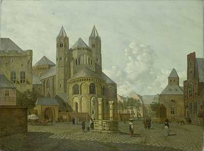 约翰内斯·惠伯特·普林斯的《罗马式教堂的想象城市风景》
