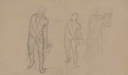 Józef Simmler的《圣马蒂亚斯的殉难》三幅裸体男性素描