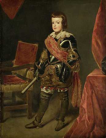 “西班牙国王菲利普四世的儿子巴尔塔萨尔·卡洛斯王子的肖像，大约11岁，由胡安·鲍蒂斯塔·马丁内斯·德尔马佐创作