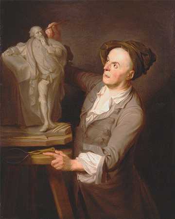 “路易斯·弗朗索瓦·鲁比利亚克（Louis Francois Roubiliac）为阿德里安·卡彭蒂尔斯（Adrien Carpentiers）的莎士比亚纪念碑建模