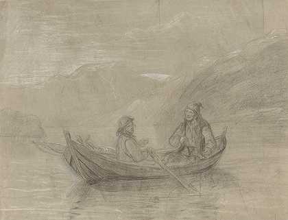 阿道夫·蒂德曼德（Adolph Tidemand）的两名渔民在船上