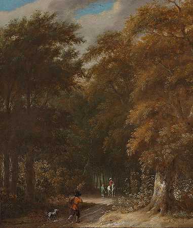罗洛夫·扬斯（Roelof Jansz）的《一幅森林风景，一位旅行者和一位骑在白马上的骑手》（van Vries）