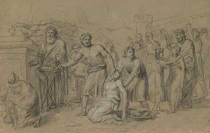 Jephthah Sacrifies His Daughter by Jean Antoine Verschaeren