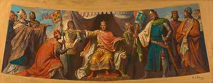 “阿森纳名人堂壁画油画素描弗里德里希·巴巴罗萨借给卡尔·冯·布拉斯的海因里希·贾索米戈特和海因里希·登·洛文