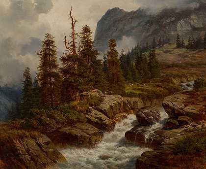 格奥尔格·恩格尔哈特的《高山溪边的山羊》