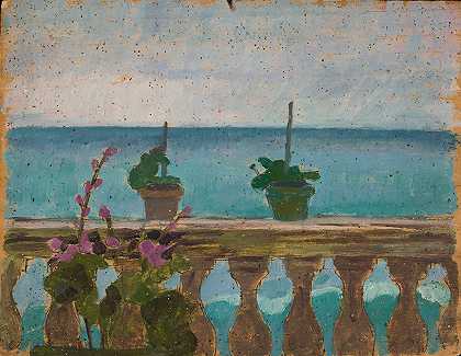 Jan Rembowski的《带花盆的阳台》