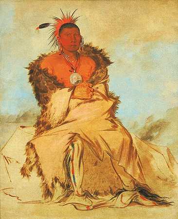 乔治·卡特林（George Catlin）的《Loo-Rá-Wée-Re-Coo，出征的鸟，一只Tapage Pawnee》
