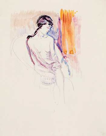 “坐姿模特，马格努斯·恩克尔的草图