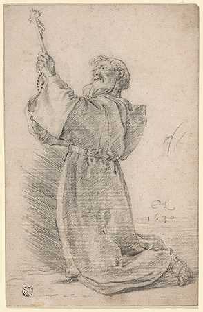 科内利斯·萨夫特莱文的《抱着十字架的跪僧》