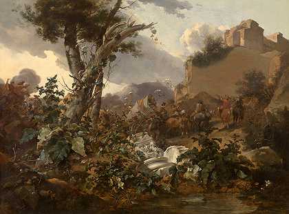 尼古拉斯·贝切姆的《骑兵作战的意大利风景》