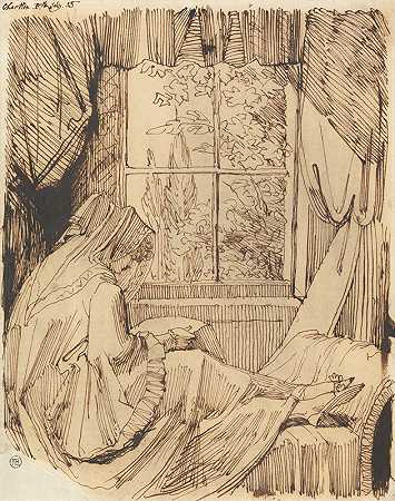亨利·福塞利的《坐在窗前的女人读书》