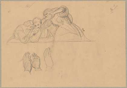 “Józef Simmler的《圣马蒂亚斯的殉难》画作中圣马蒂亚斯之死的目击者小组草图
