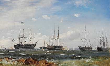 卡尔·弗雷德里克·瑟伦森在哥德堡附近的瑞典海军舰艇