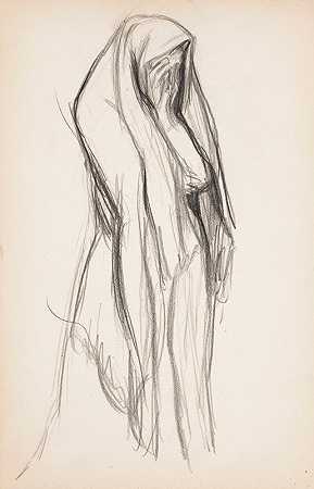 马格努斯·恩克尔（Magnus Enckell）1904年绘画《哭泣的女人》的素描