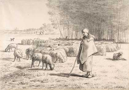 让-弗朗索瓦·米勒的《牧羊女与她的羊群》