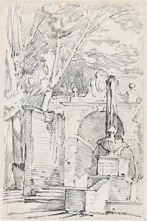 约瑟夫·玛丽·维恩（Joseph Marie Vien）的《蒂沃利埃斯特别墅花园中的波莫纳喷泉》