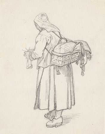 威廉·马斯特兰（威廉·马斯特兰德）的《背上有篮子的编织瑞典妻子》