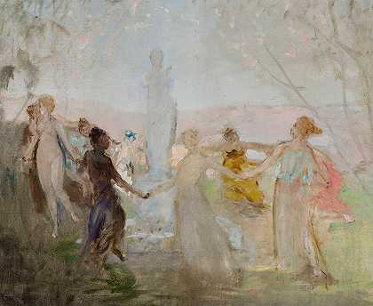 扬·奇·格林斯基（Jan Ciągliński）的“围绕维纳斯·德米洛雕像的游行”绘画素描