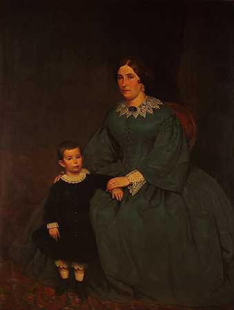 “塞西莉亚·R的肖像。佩拉尔塔·拉莫斯和她的儿子by Prilidiano Pueyrredòn