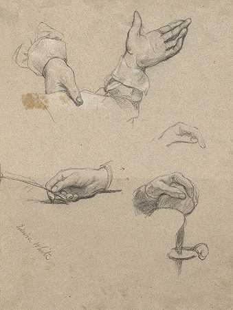 埃德温·怀特（Edwin White）的《手的研究》，《五月花小屋契约签署草图》