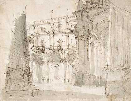Fabrizio Galliari的《宫殿立面和拱廊街景》
