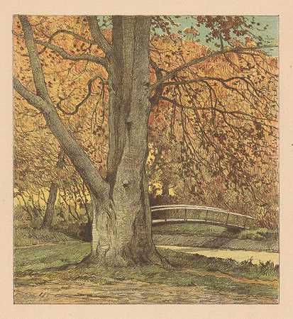 西蒙·莫利恩的《秋天小溪边的树》