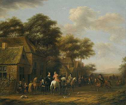 巴伦特·盖尔的《无数人物、马和鸡的村庄场景》