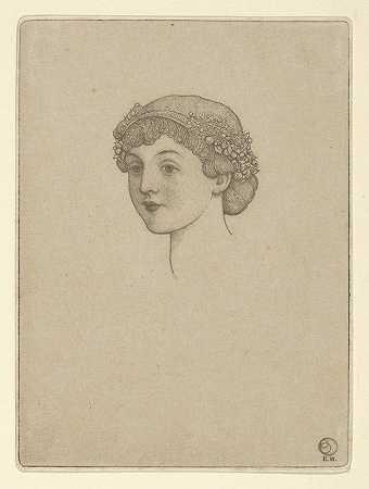 欧内斯特·哈斯克尔（Ernest Haskell）的《一个女孩头上插着花的肖像》