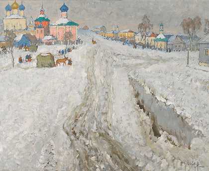 康斯坦丁·伊万诺维奇·戈尔巴托夫《雪下的俄罗斯小镇》