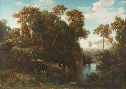 奥古斯特·弗里德里希·凯斯勒（August Friedrich Kessler）的《沐浴者的阿卡迪亚风景》