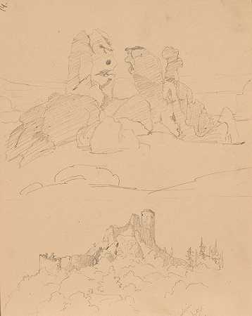 Józef Simmler的《石灰岩异常点草图（奥格罗德齐涅克城堡附近）》