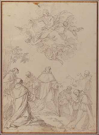 多纳托·克雷蒂（Donato Creti）的《圣母将习惯带给七位侍奉教团创始父亲》