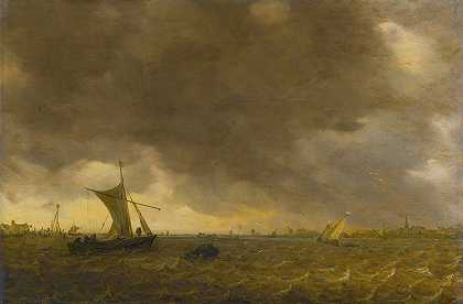 扬·范·戈恩（Jan van Goyen）的《一场狂风暴雨和韦斯丘（Weyschuits）降帆的河口场景》