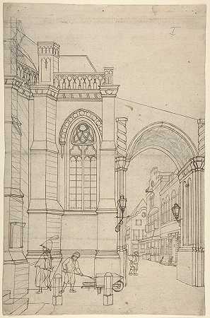 扬·亨德里克·弗海恩（Jan Hendrik Verheyen）的《有教堂门的城镇风景》