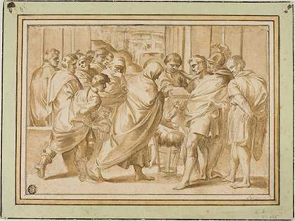 《罗马历史中的场景，垂饰人物向统治者献书》，作者：尤斯塔西·勒·苏尔（After Eustache Le Sueur）