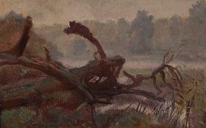 《森林深处——风吹》，乔泽夫·切尔蒙斯基的绘画素描