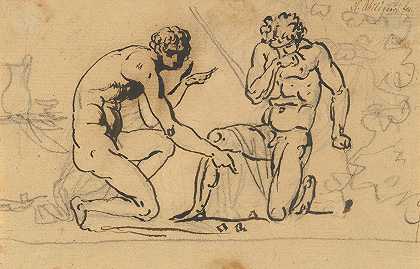 尼古拉·亚伯拉罕·阿比尔加德的《两个裸男玩骰子》