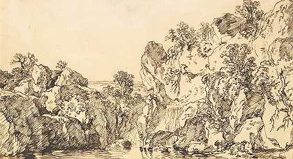 弗朗茨·科贝尔的《带湖的岩石风景》