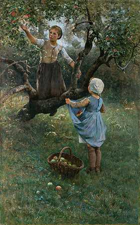 雨果·萨姆森的《女孩采摘水果》