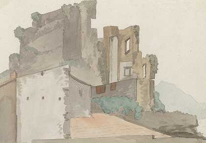 Abraham Louis Rodolphe Ducros在阿韦利诺的废墟之景